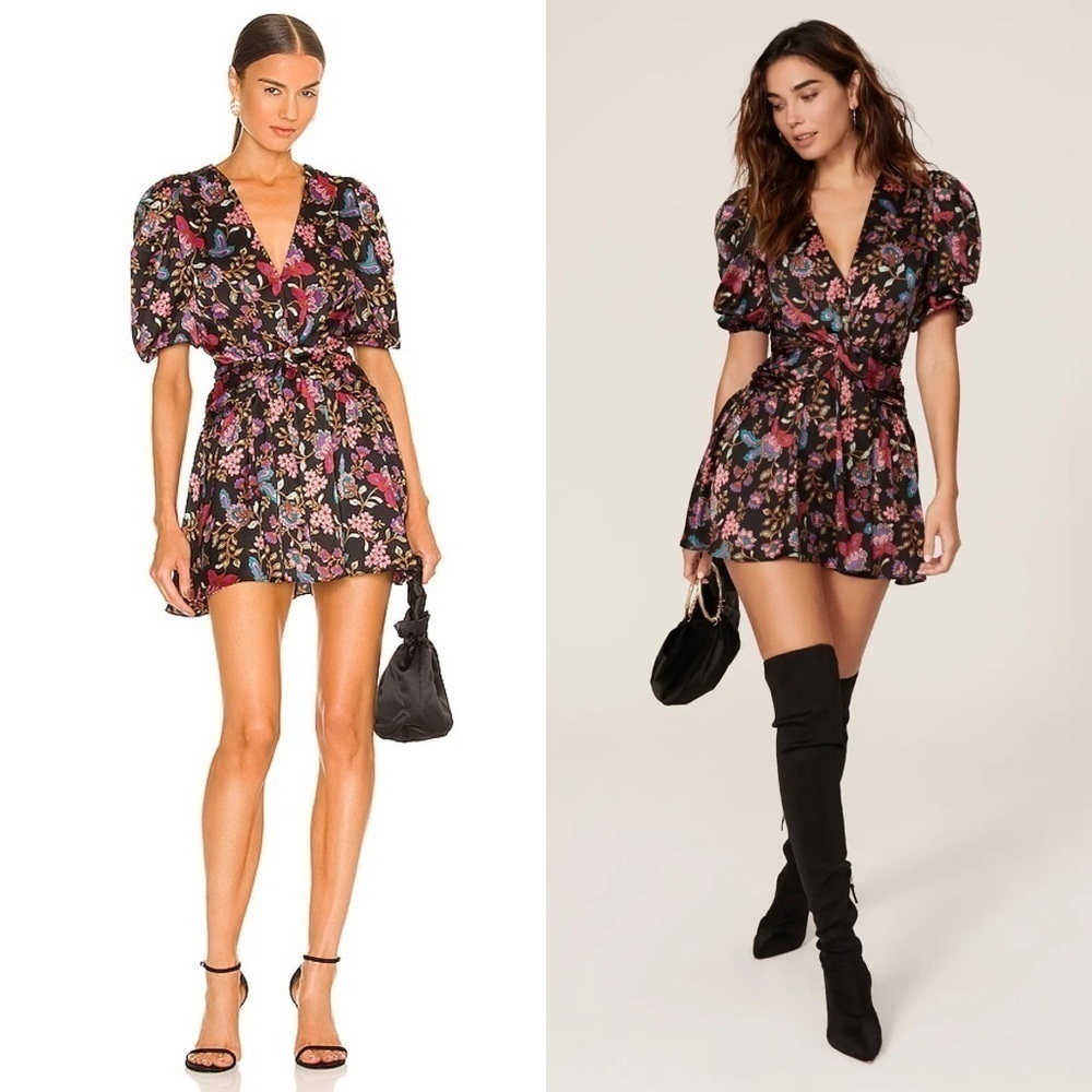 Misa Los Angeles Narcissa Dress Gemstone Flora Satin Mini Dress